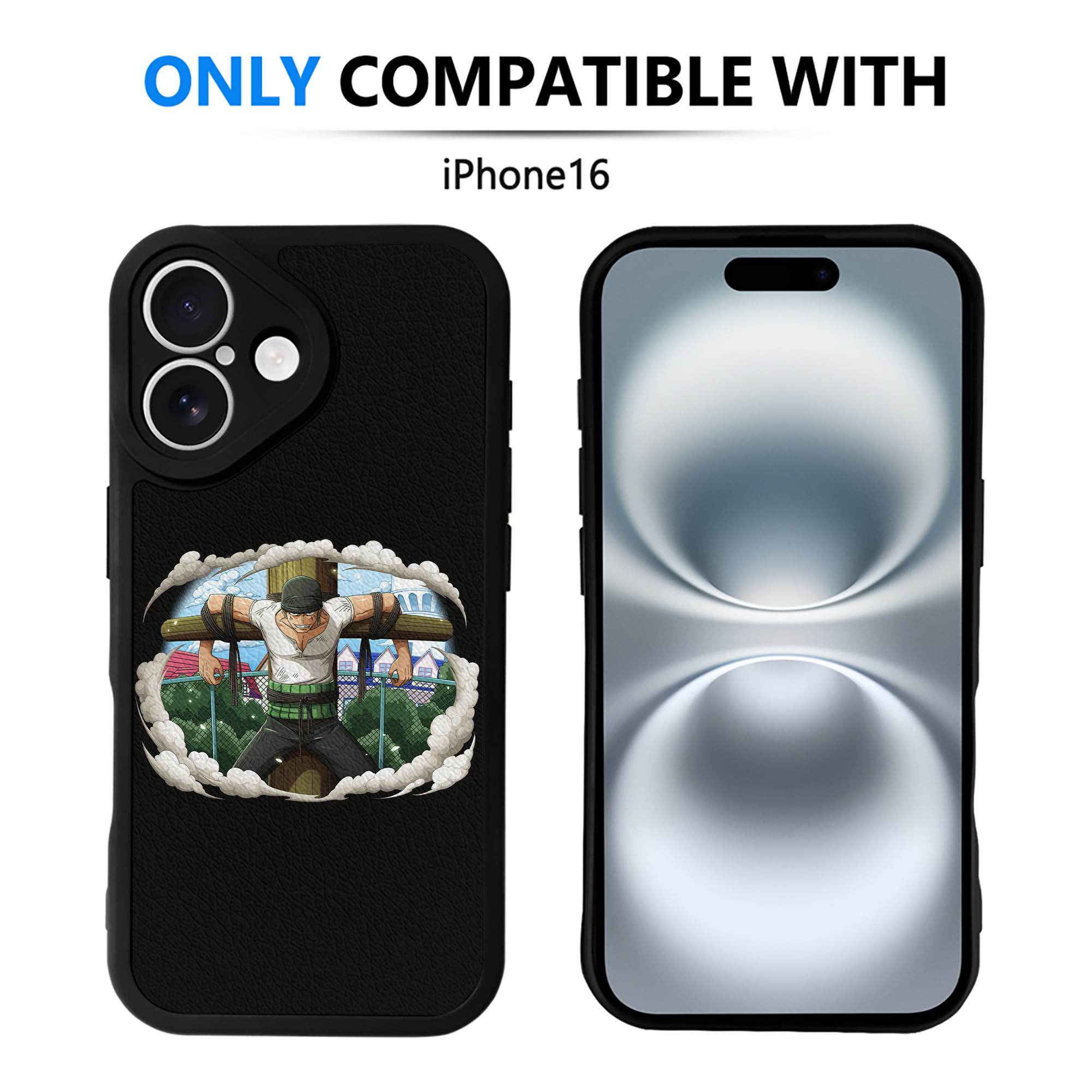 （画像用） ワンピース ロロノア・ゾロ ONE PIECE Roronoa Zoro 【iPhone 16シリーズ対応】シリコンスマホケース（レザー調） 材質：シリコン